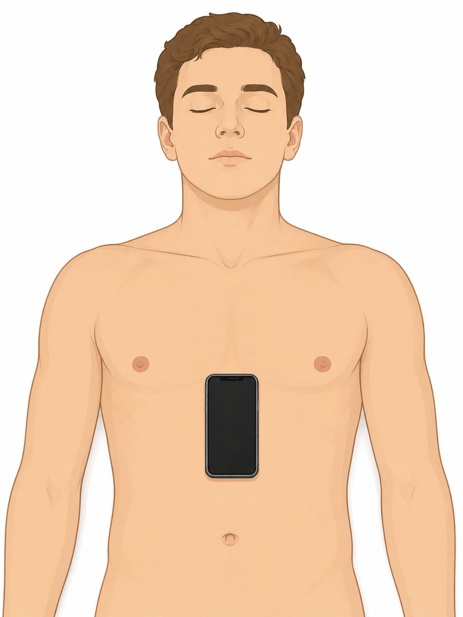 Phone flat on chest